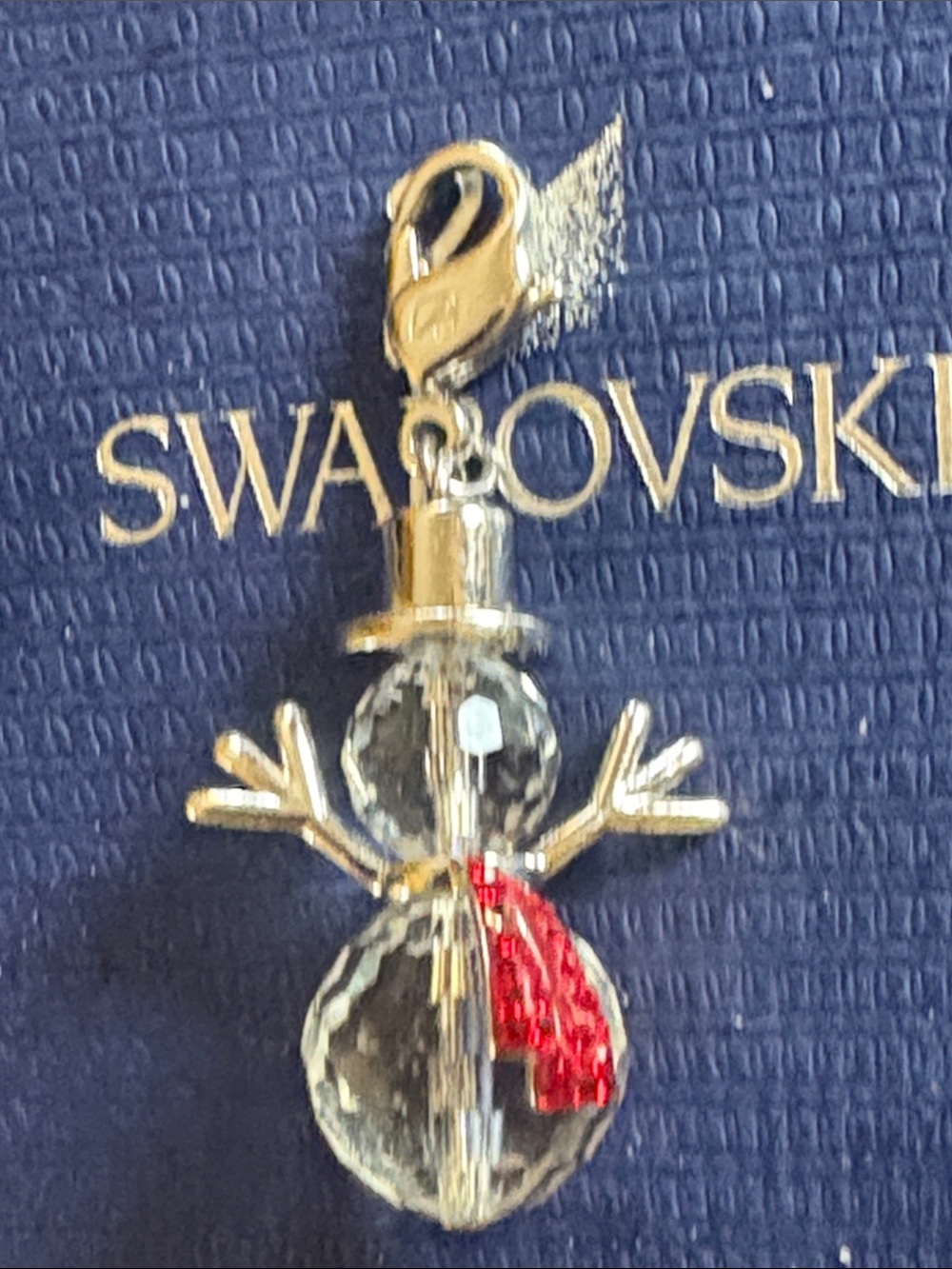 Swarovski Clear Crystal Snowman Charm with Red Scarf